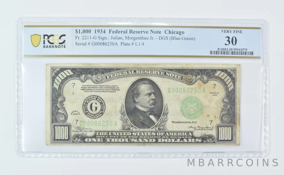 1934 $1000 Chicago IL FRN Fr#2211-G Very Fine 30 PCGS *9519