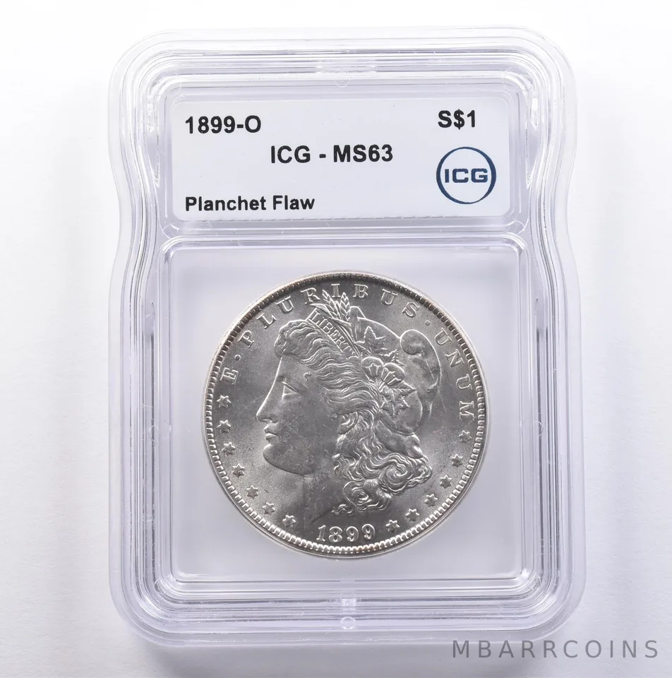 1899-O Morgan Silver Dollar Planchet Flaw MS63 ICG *9004