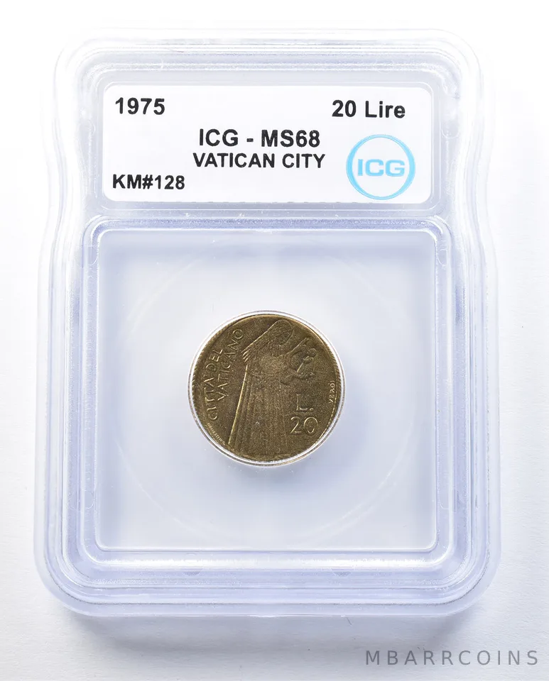 1975 Vatican City 20 Lire KM#128 MS68 ICG a8956