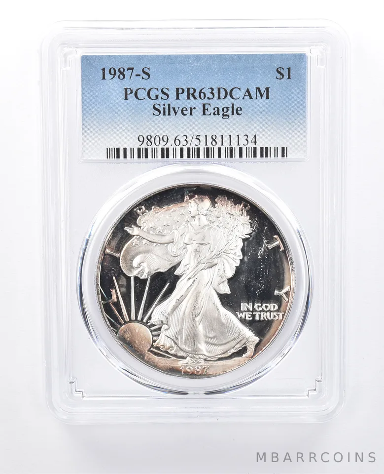 1987-S American Silver Eagle PR63 DCAM PCGS Peripheral Tone *8173
