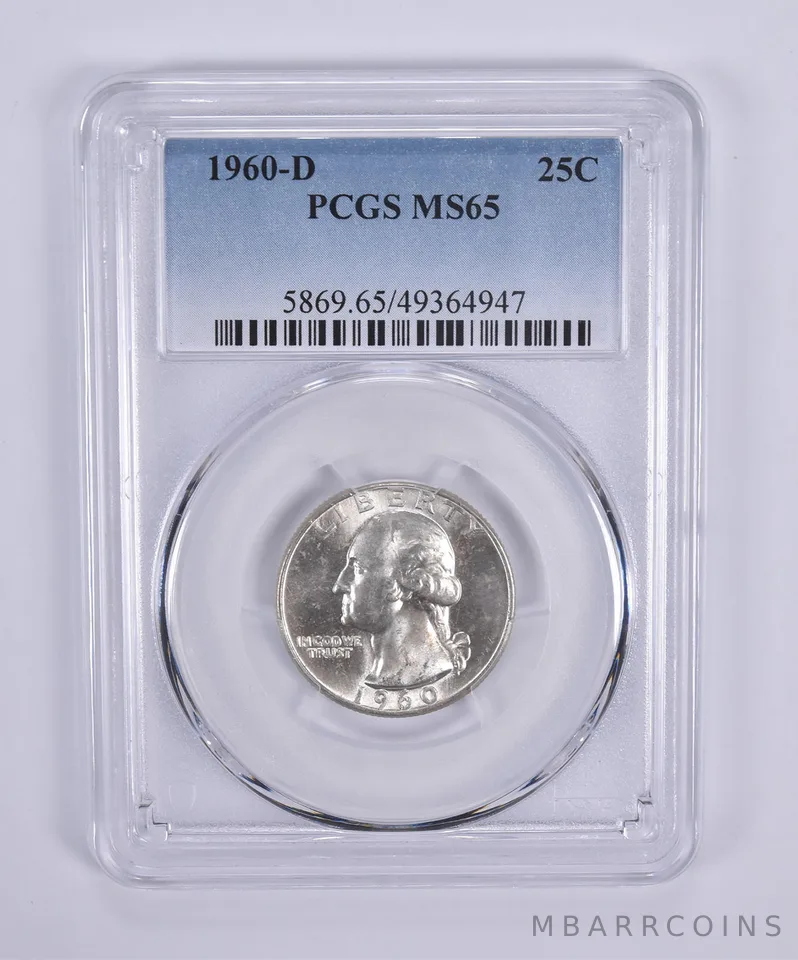 1960-D Washington Quarter MS65 PCGS Blue Label