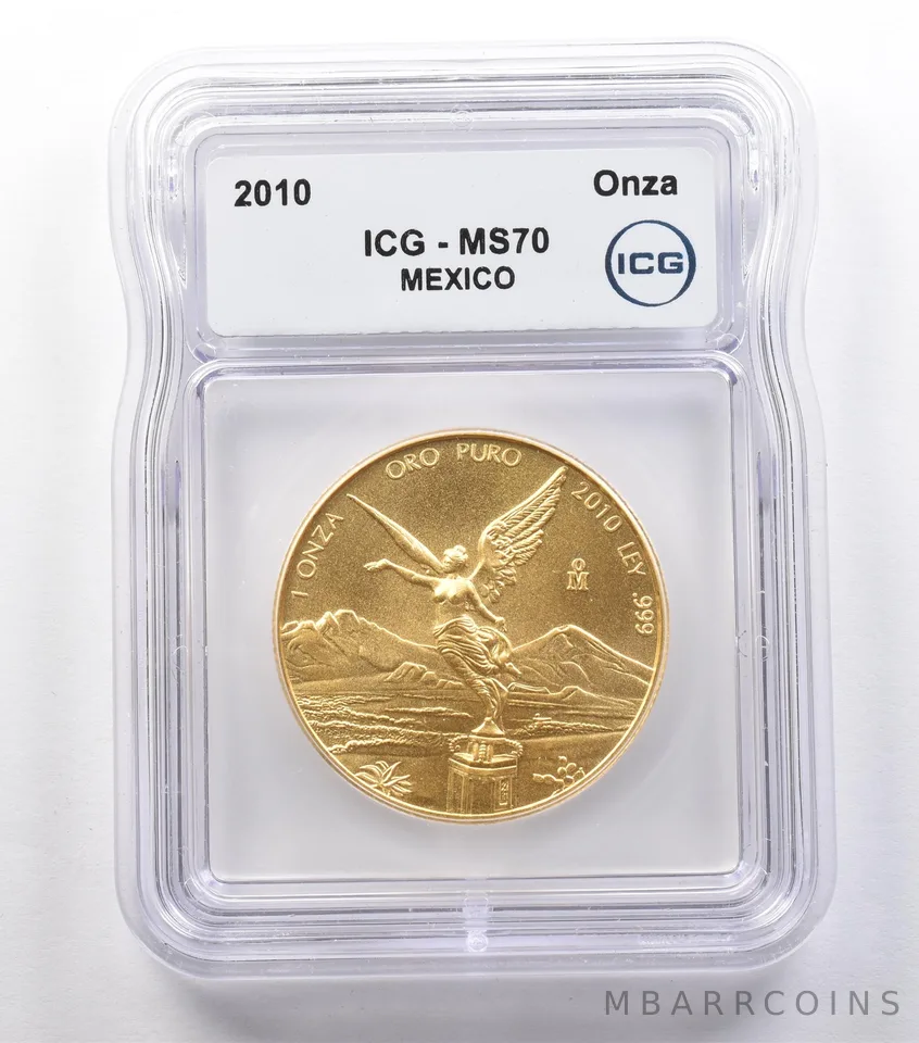 2010 Mo Mexico 1 Onza Gold Libertad MS70 ICG *2543