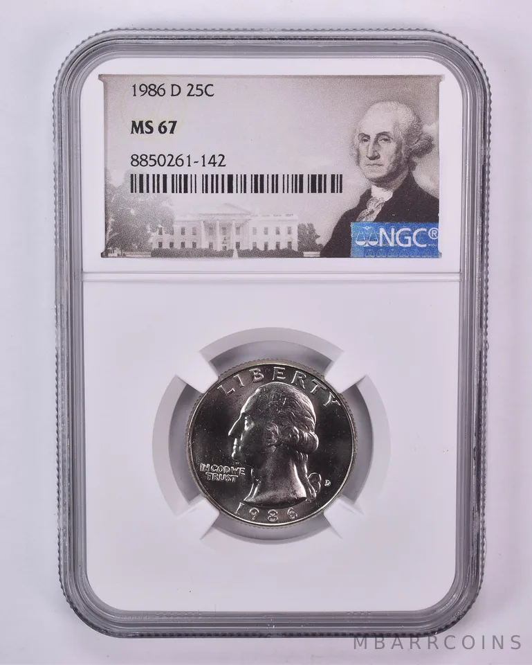 1986-D Washington Quarter MS67 NGC Special Label