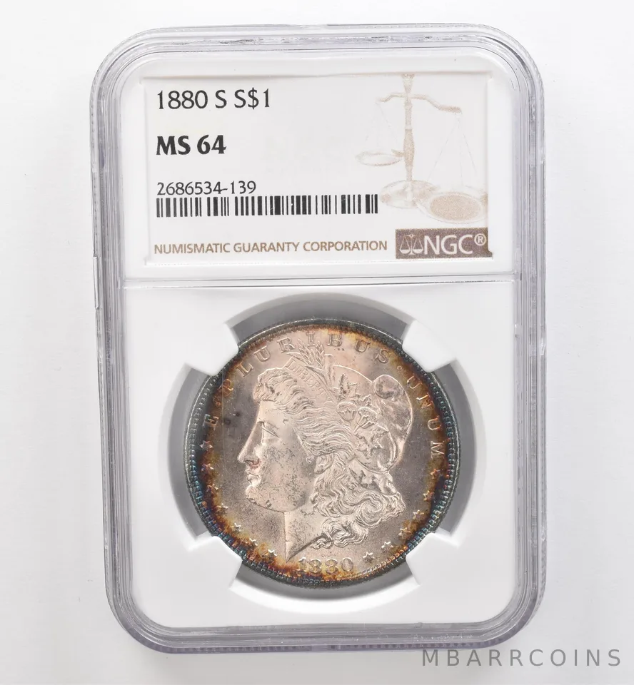 1880-S Morgan Silver Dollar MS64 NGC Beautiful Tone *9132