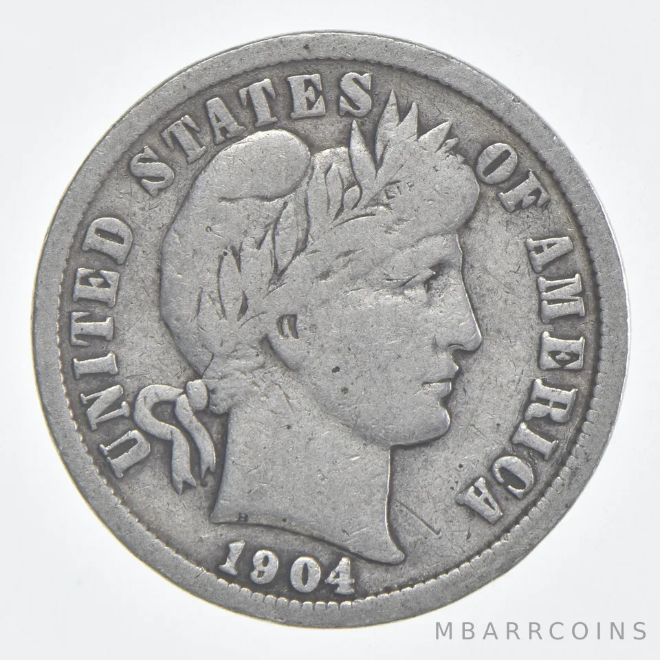1904 (P) Barber Dime 90% Silver FINE Condition