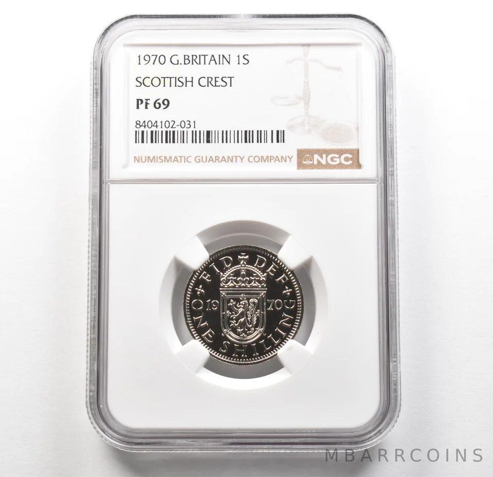 1970 Great Britain 1 Shilling Scottish Crest PF69 NGC a6259