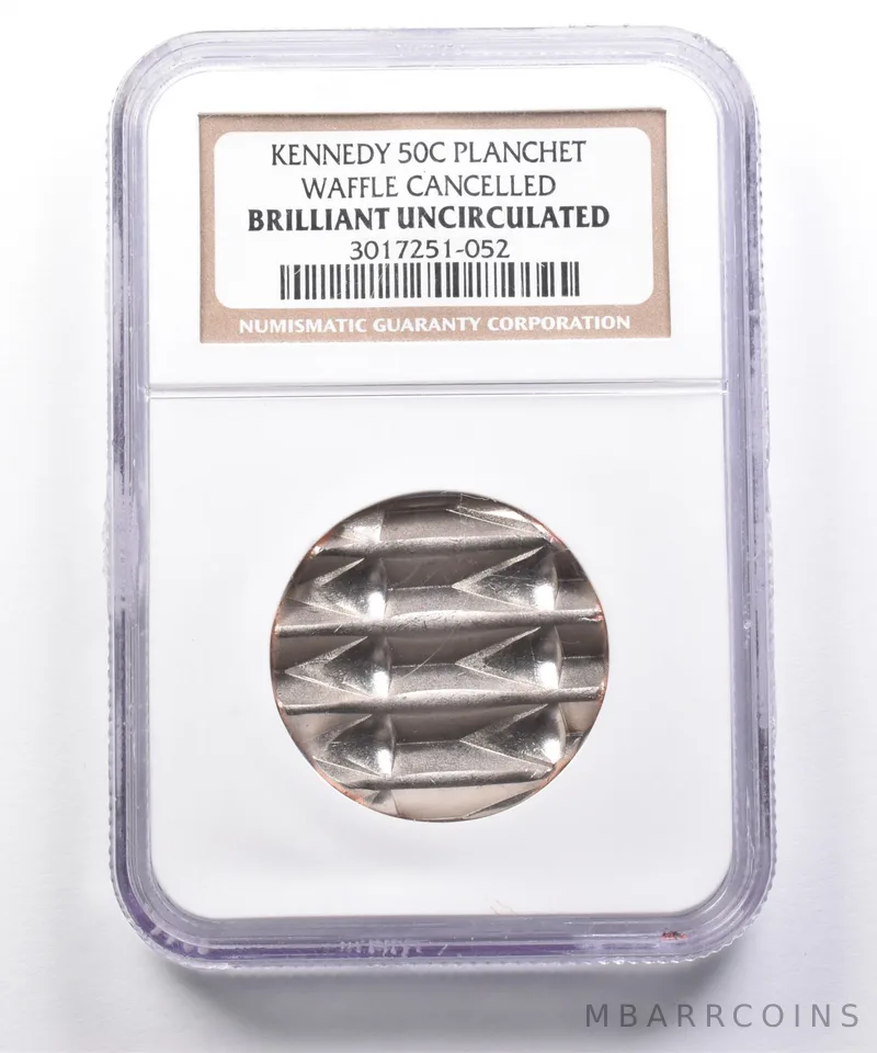 Kennedy Half Dollar Planchet Waffle Cancelled BU NGC *7348