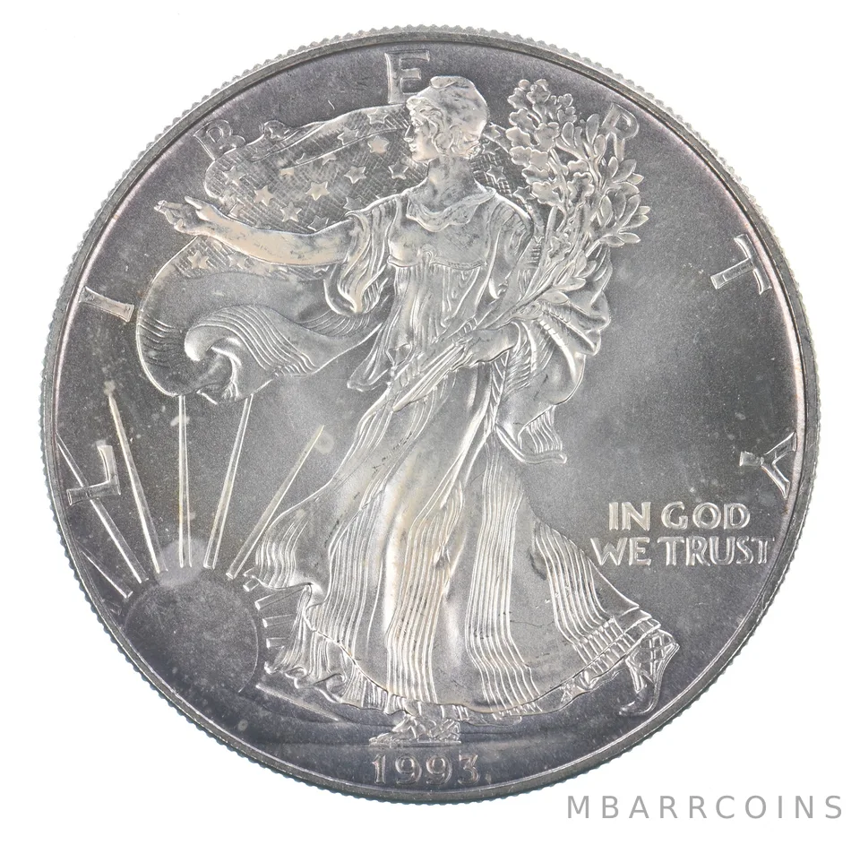 Beautiful Toned - 1993 American Silver Eagle 1 Troy Oz .999 Fine Silver *122