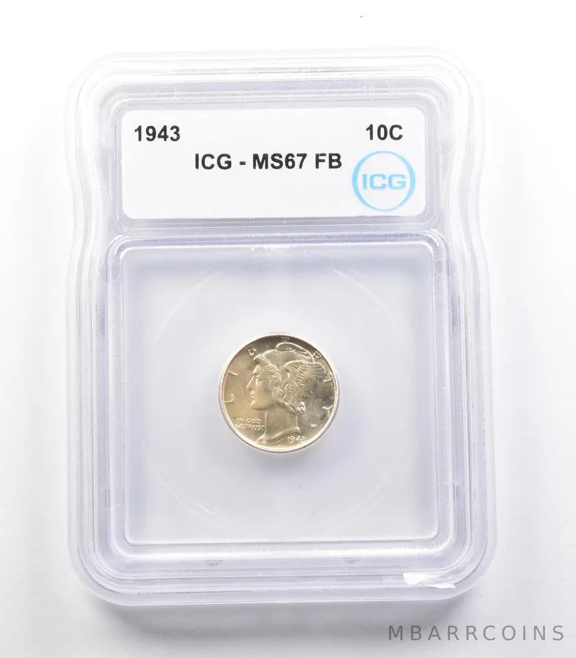 1943 Mercury Dime MS67 FB ICG *2376
