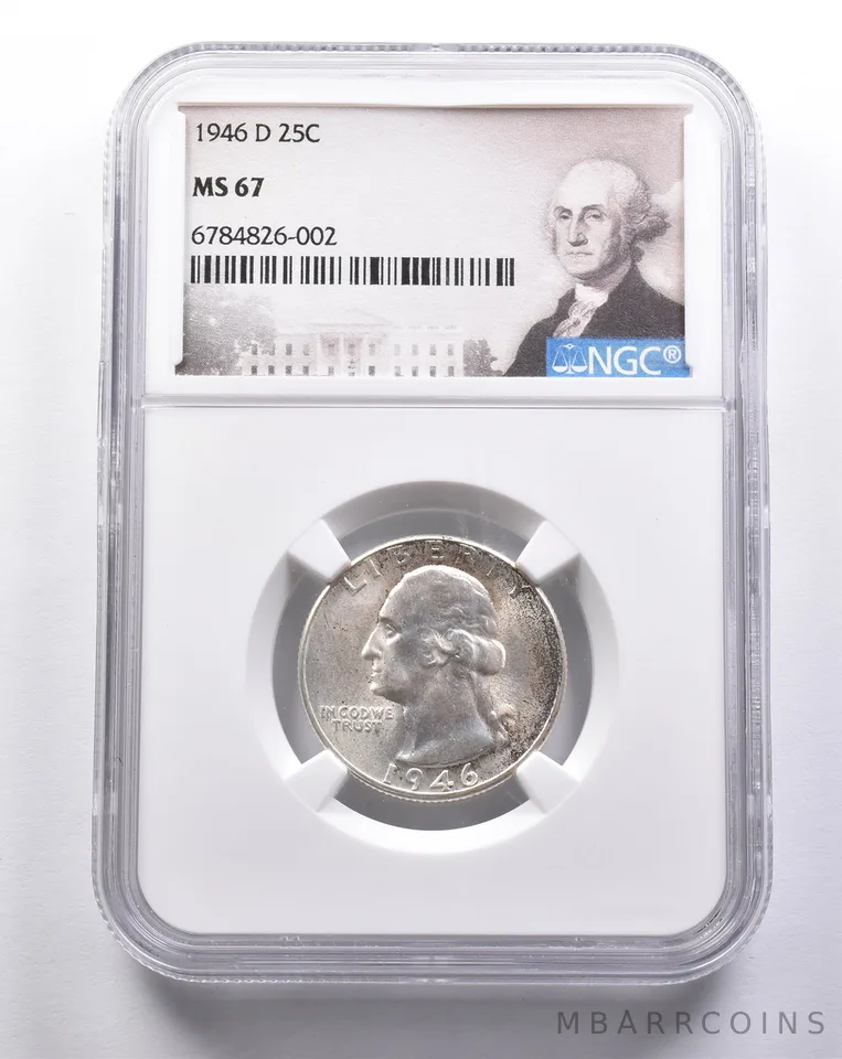 MS67 1946-D Washington Quarter NGC a3331