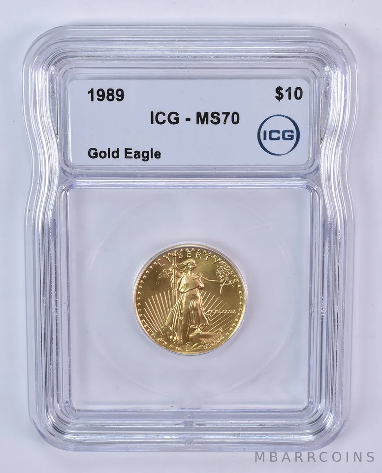 1989 $10 American Gold Eagle 1/4 Oz Gold MS70 ICG