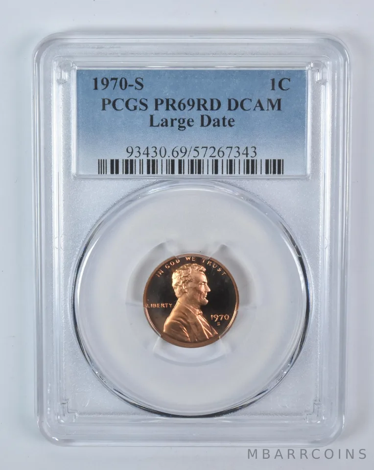 1970-S Lincoln Memorial Cent Large Date PR69 RD DCAM PCGS Blue Label