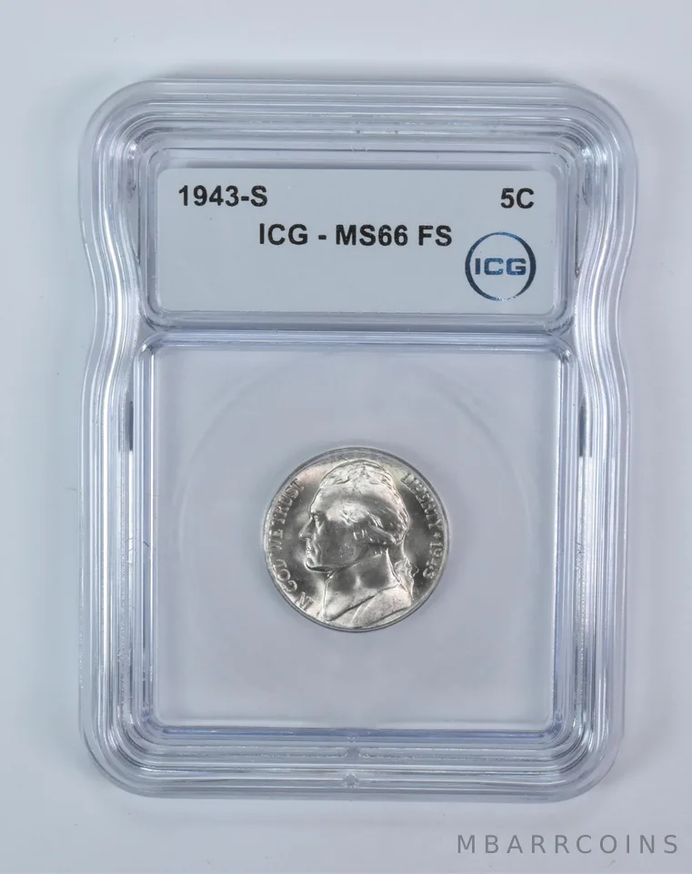 1943-S Jefferson Nickel MS66 FS ICG WTN War Silver