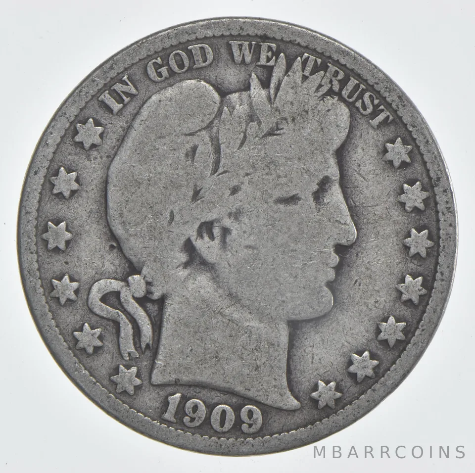 1909-O Barber Half Dollar 90% Silver VG Condition
