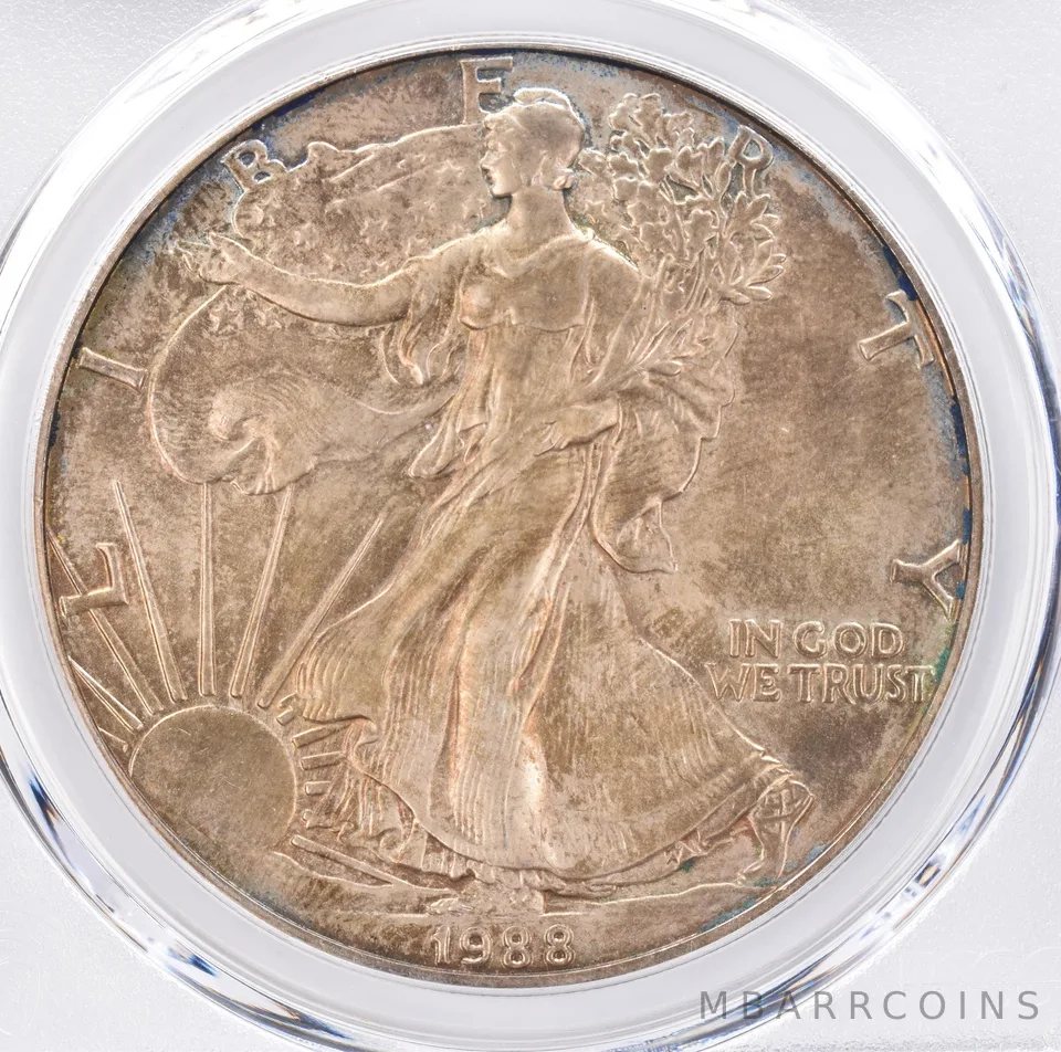 1988 American Silver Eagle MS67 PCGS Beautiful Tone *1365