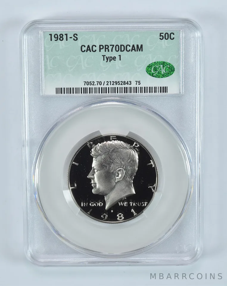 1981-S Kennedy Half Dollar Type 1 PR70 DCAM CAC CACg