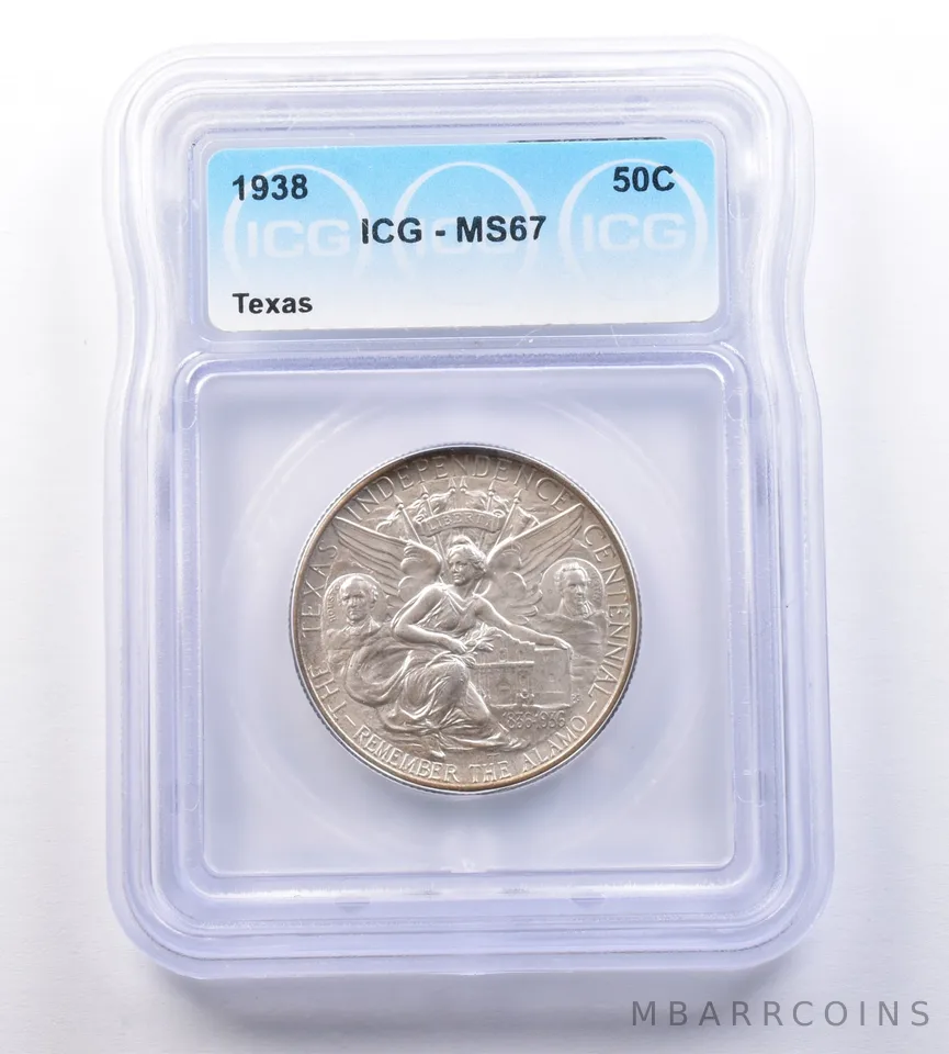 1938 Texas Commemorative Half Dollar MS67 ICG a9551