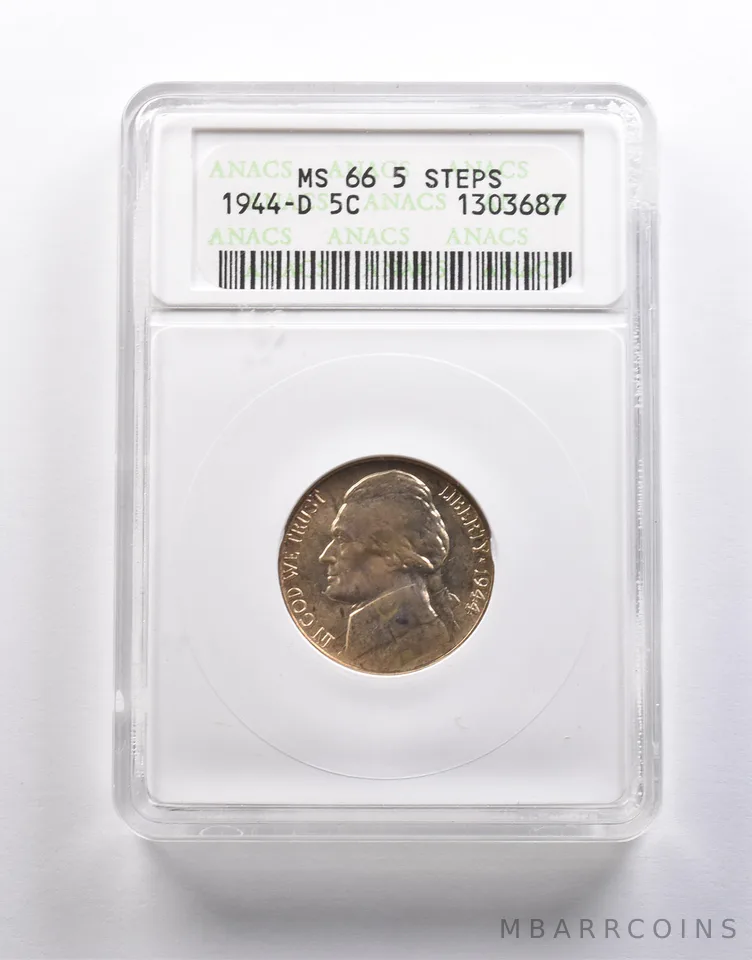 1944-D Jefferson Nickel MS66 5FS ANACS *6534