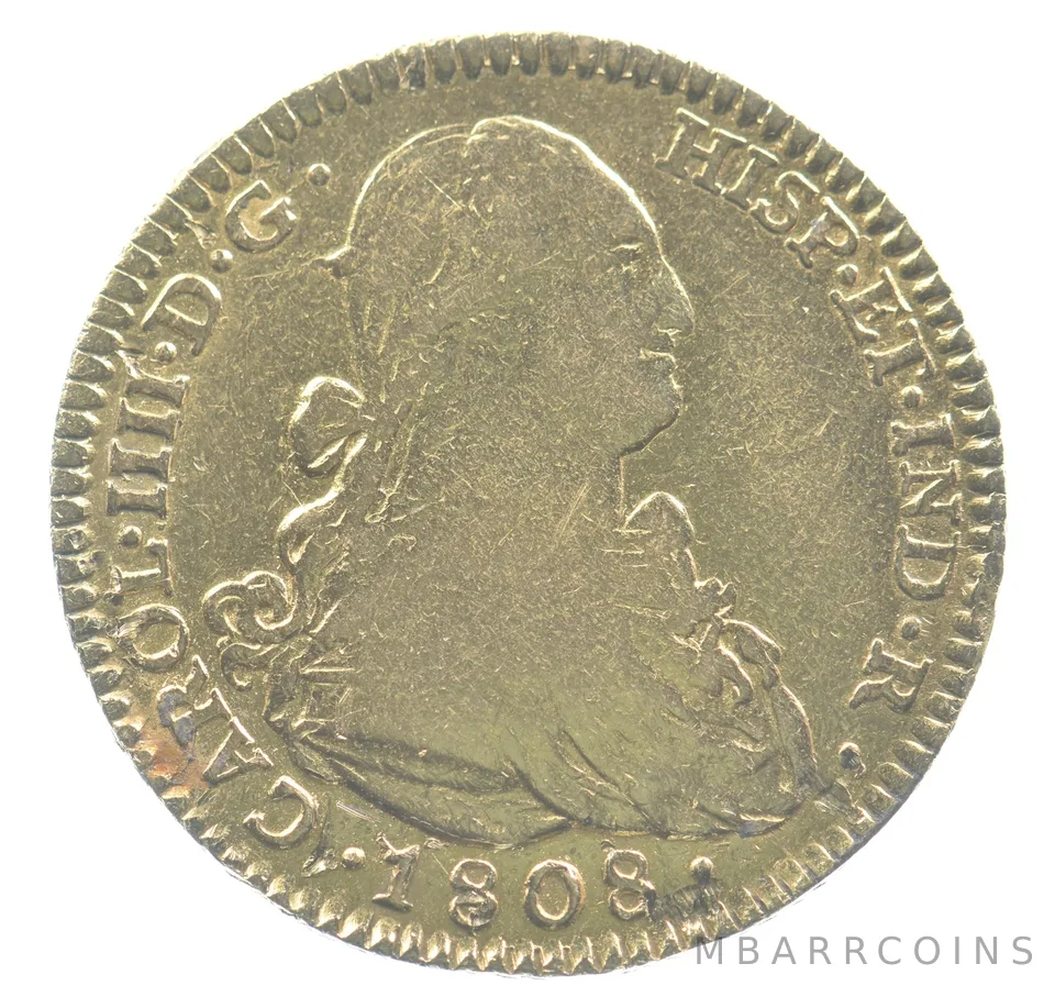 1808 M Mexico 2 Escudos Gold *9392