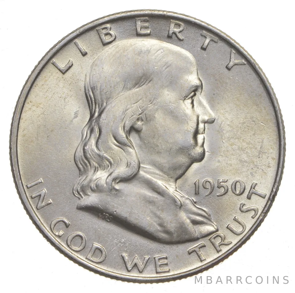 Choice Unc 1950-D Franklin Half Dollar Gem BU From Original Roll