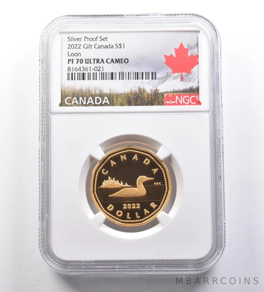 2022 Canada 1 Dollar Gilt Silver Proof Set Loon PF70 UCAM NGC *7127