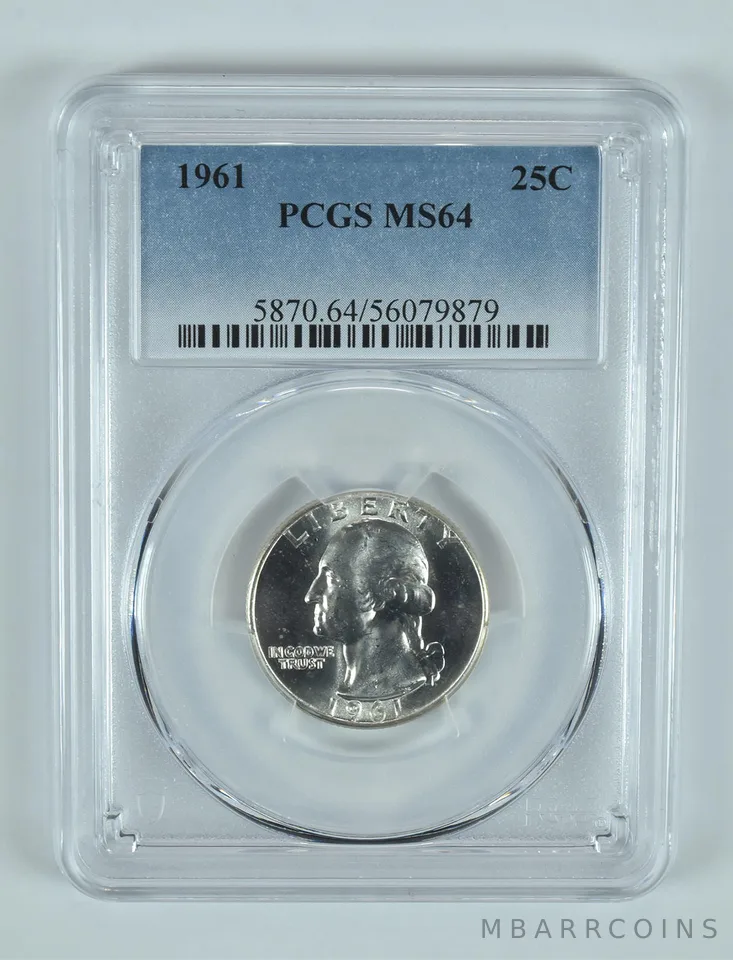 1961 Washington Quarter MS64 PCGS Blue Label
