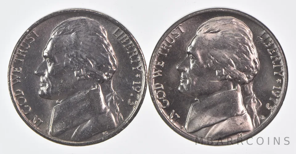 (Set) 1973 P+D Jefferson Nickel Unc Bundle