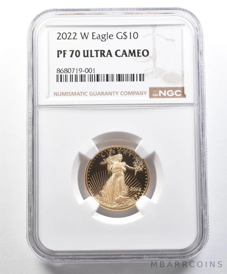 2022-W $10 American Gold Eagle 1/4 Oz Gold PF70 UCAM NGC