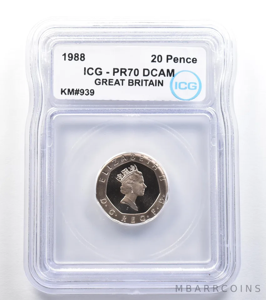 1988 Great Britain 20 Pence KM#939 PR70 DCAM ICG *7873