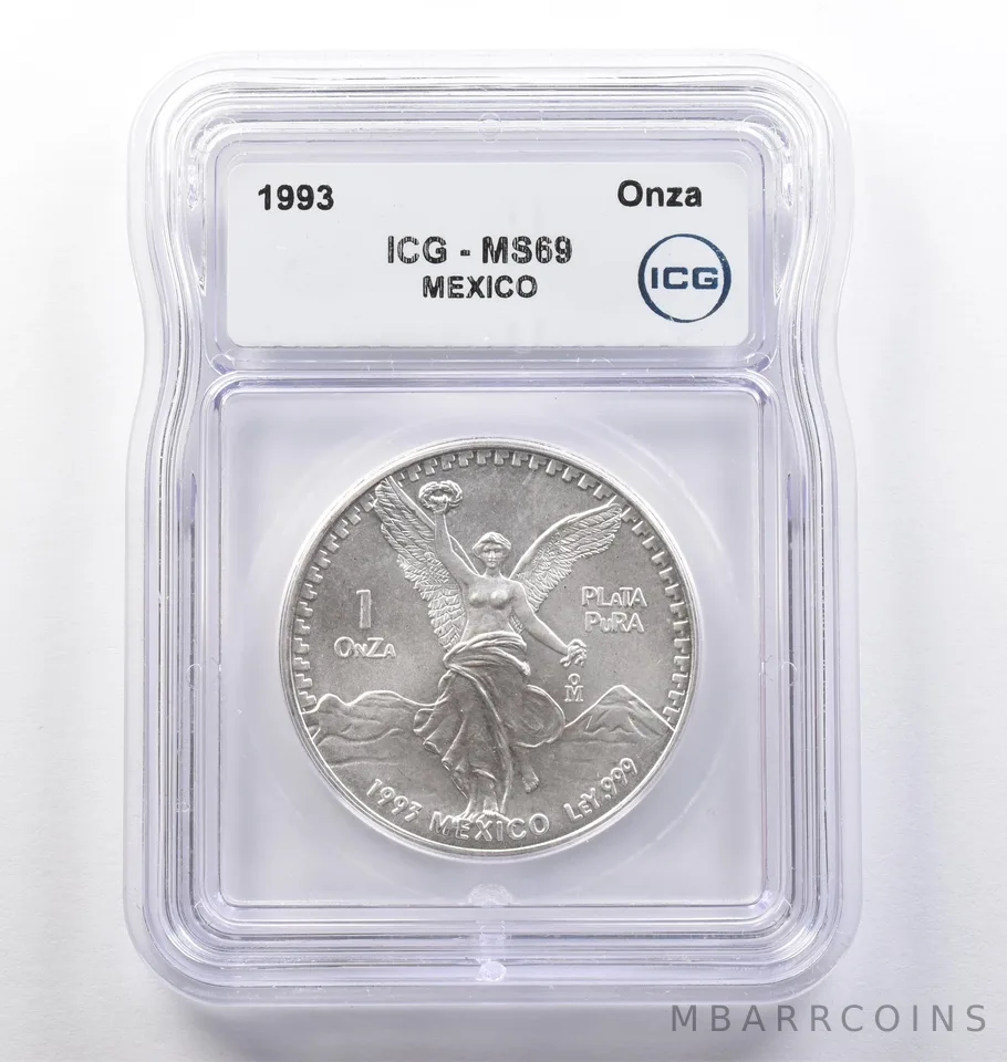 1993 Mo Mexico 1 Onza Silver Libertad MS69 ICG *0174