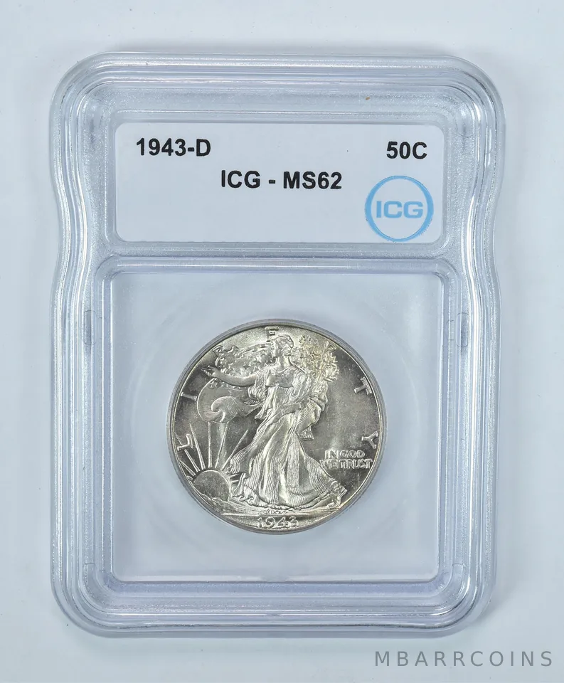 1943-D Walking Liberty Half Dollar MS62 ICG