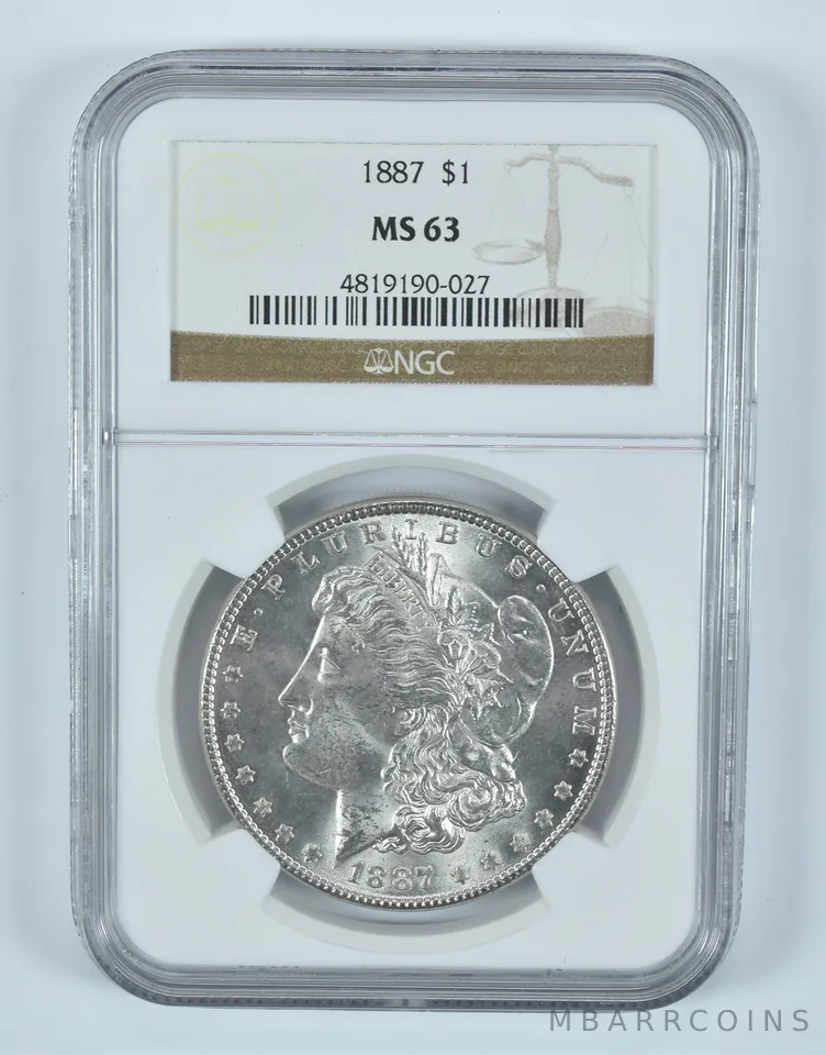 1887 Morgan Silver Dollar MS63 NGC Brown Label