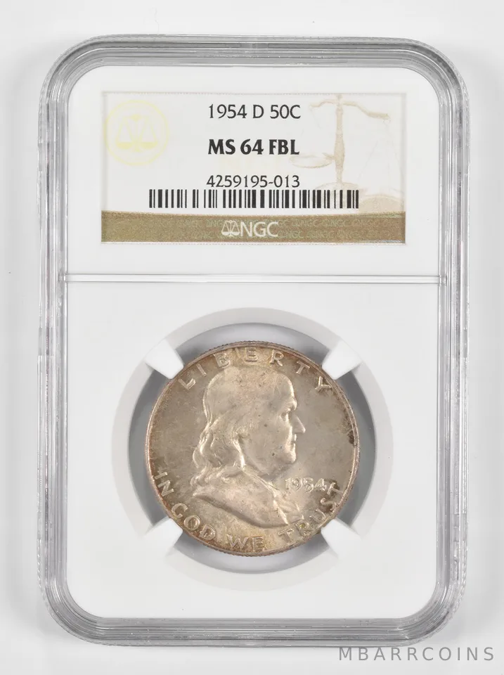 MS64 FBL 1954-D Franklin Half Dollar NGC *1275