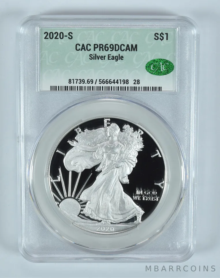2020-S American Silver Eagle PR69 DCAM CAC CACg