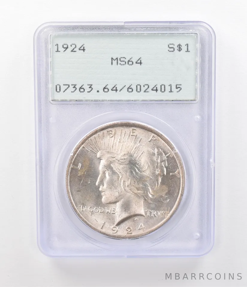 1924 Peace Silver Dollar MS64 PCGS Rattler Awesome Toned Reverse *9589