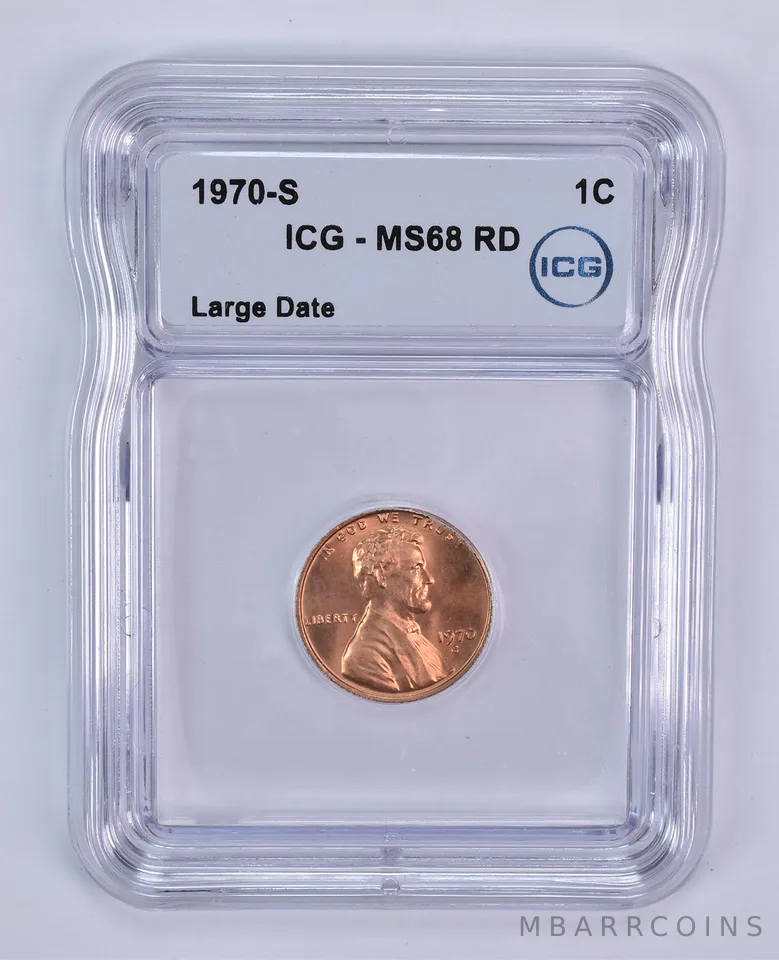 1970-S Lincoln Memorial Cent Large Date MS68 RD ICG
