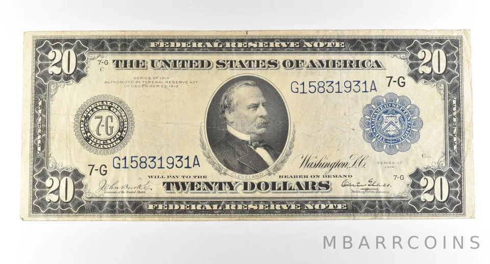 1914 $20 Chicago IL FRN Large Note Blue Seal *2820