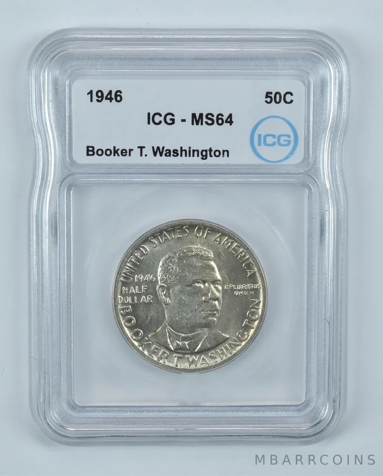 1946 Booker T Washington Commemorative Half Dollar MS64 ICG