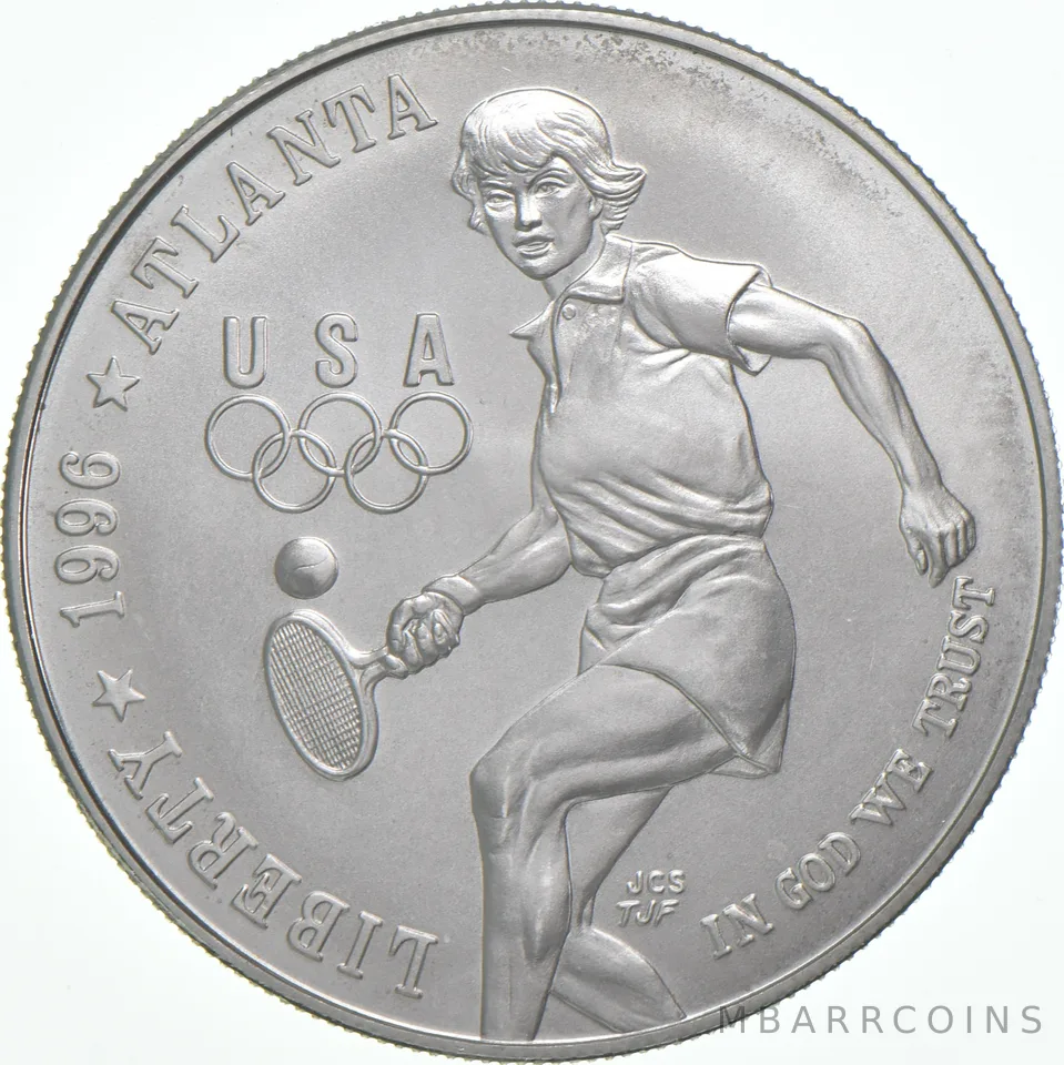 1996-D Unc Olympics Tennis Commemorative Silver Dollar $1
