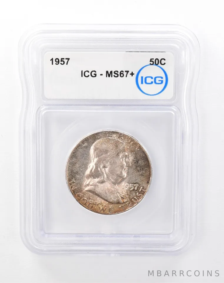 1957 Franklin Half Dollar MS67+ ICG Beautiful Tone a6734