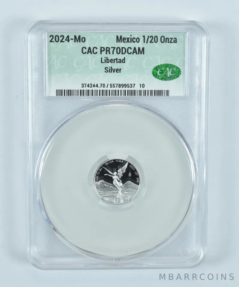 2024 Mo Mexico 1/20 Onza Silver Libertad PR70 DCAM CAC CACg
