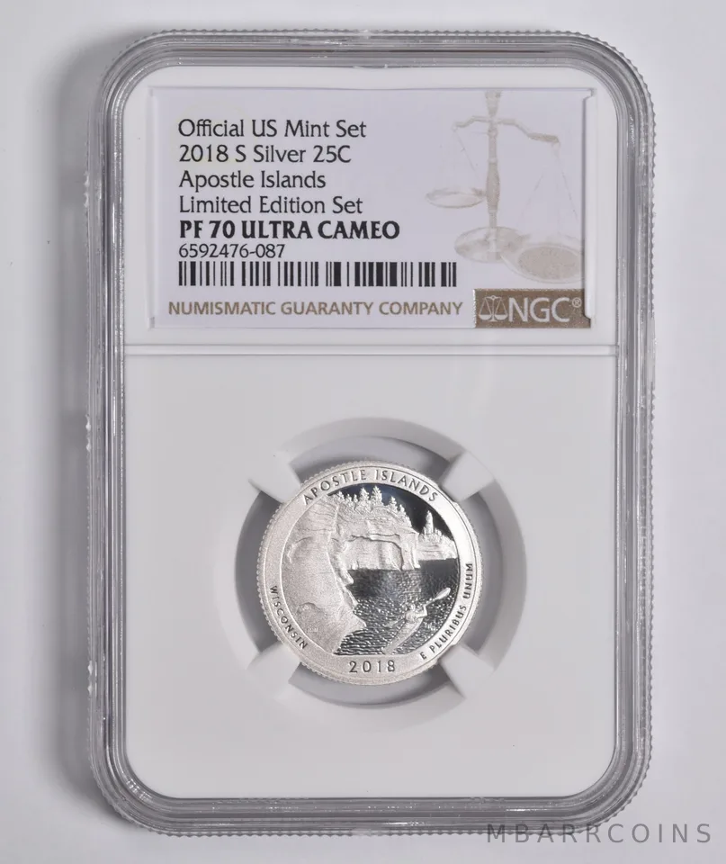 2018-S Silver Apostle Islands Quarter Limited Edition PF70 UCAM NGC