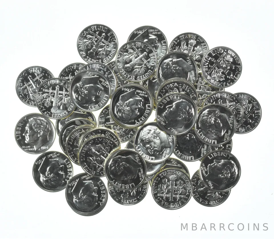 (50) 1964 Roosevelt Dime Proof 90% Silver ROLL