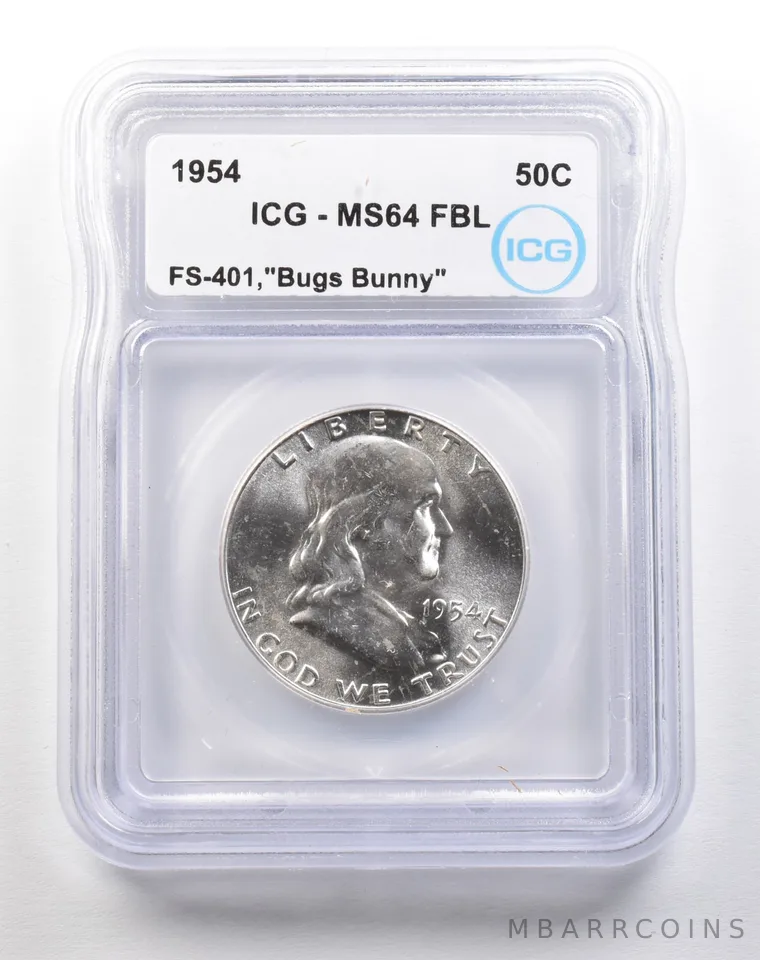 1954 Franklin Half Dollar FS-401 Bugs Bunny MS64 FBL ICG *1483