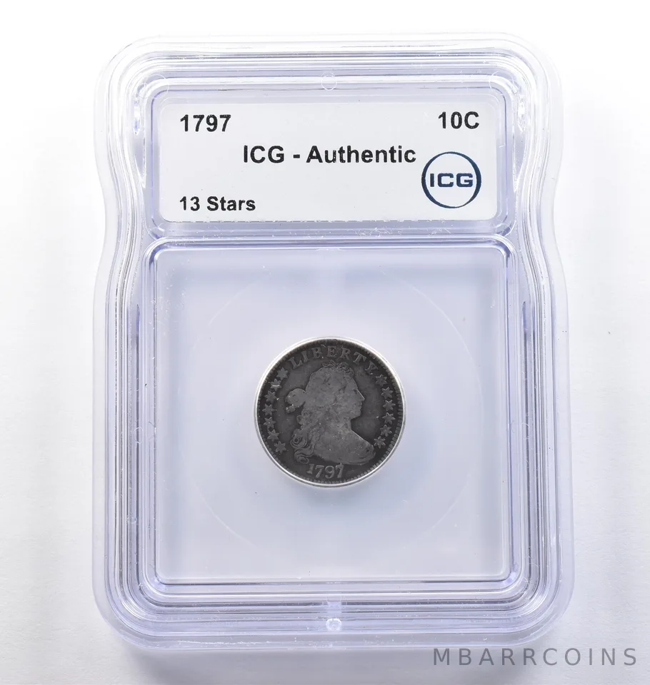 1797 Draped Bust Dime 13 Stars Authentic ICG *3756