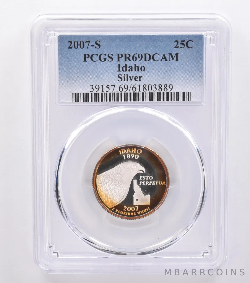 2007-S Washington State Quarter Idaho Silver PR69 DCAM PCGS Beautiful Tone *8719