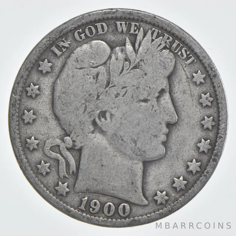 1900 (P) Barber Half Dollar 90% Silver VG Condition