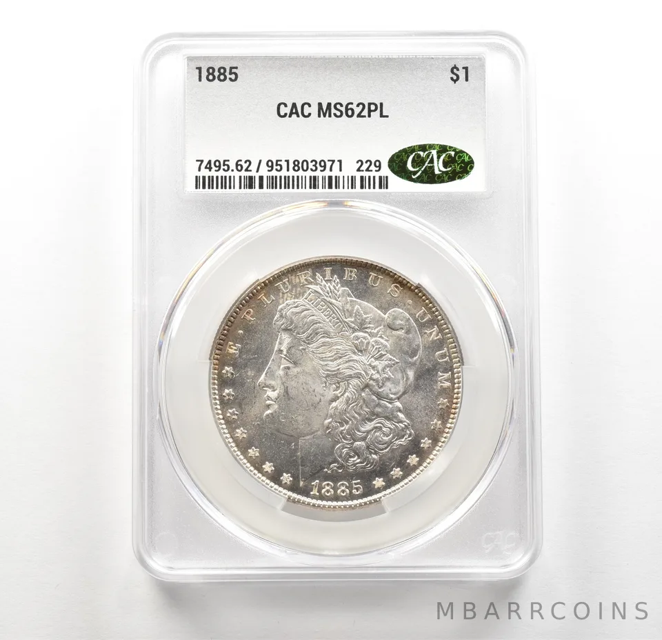 1885 Morgan Silver Dollar MS62 PL CAC CACg a6308