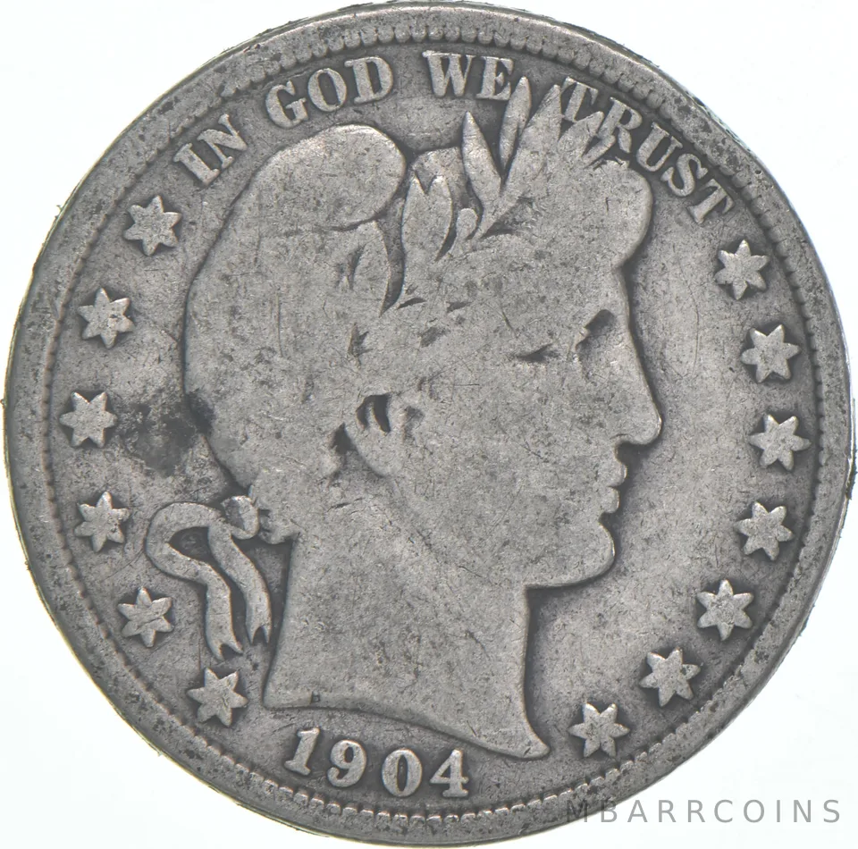 1904 Barber Half Dollar Average Circ 90% Silver
