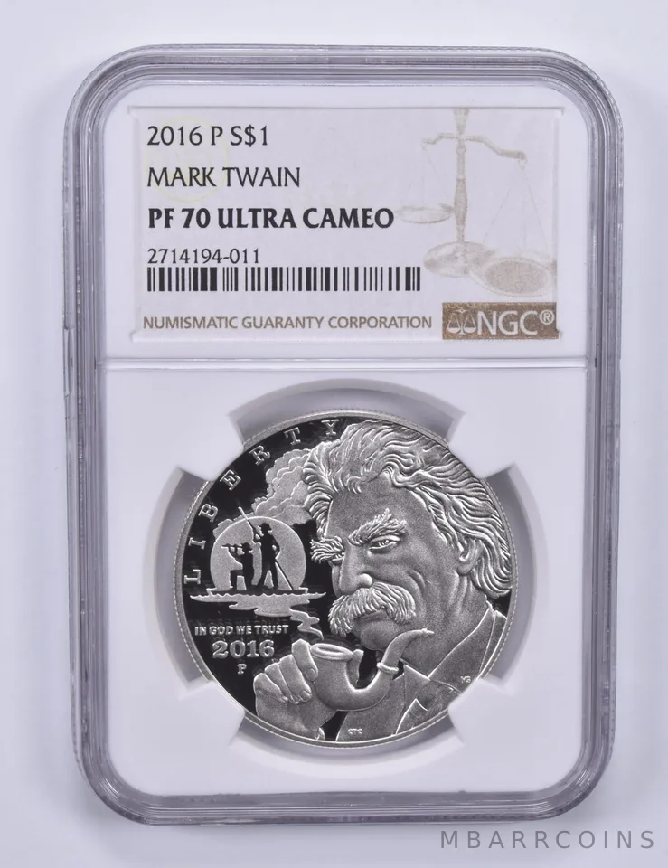 2016-P Mark Twain Commemorative Dollar PF70 UCAM NGC Brown Label